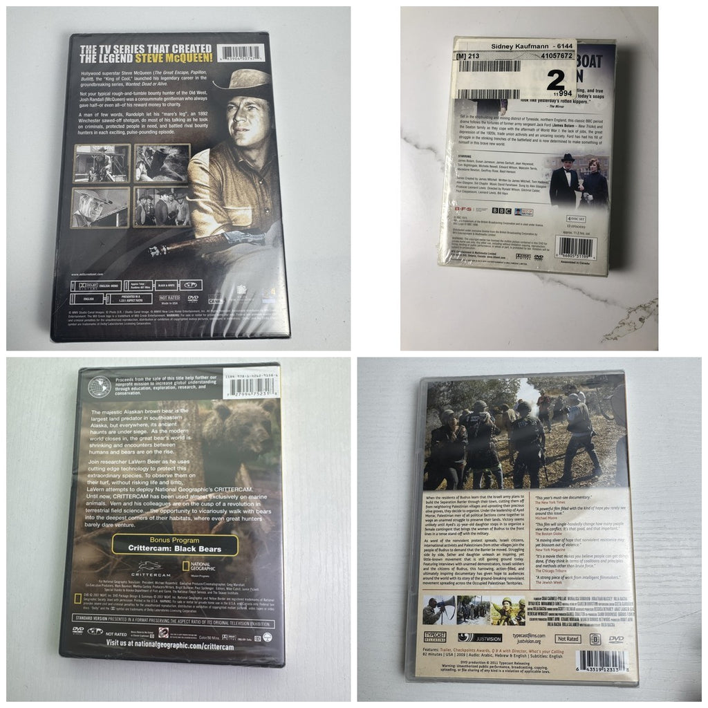 Set of four factory-sealed brand new DVDs including Wanted Dead or Alive starring Steve McQueen and Bear Island.