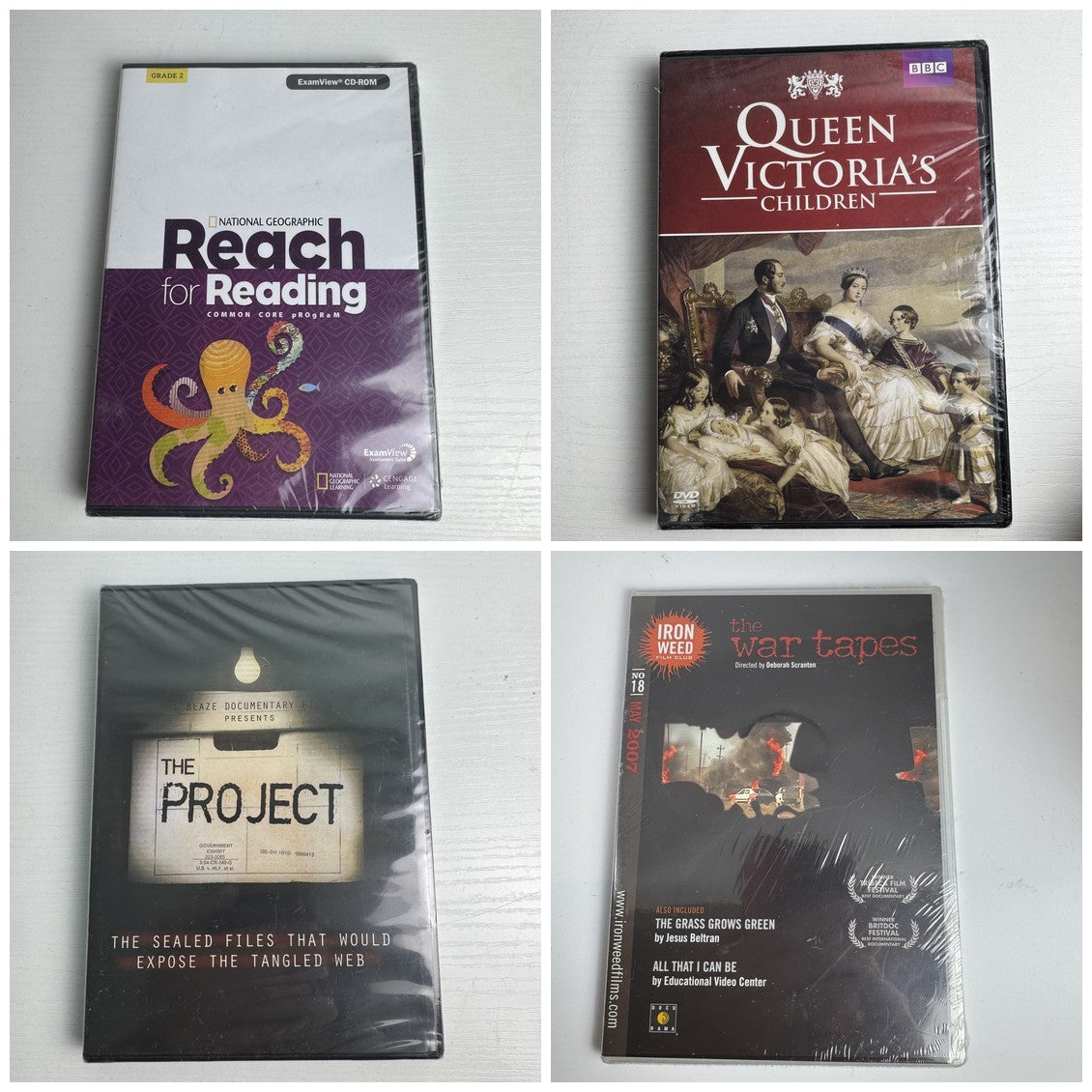 Factory sealed 4-disc documentary DVD and educational CD-ROM set including BBC Queen Victorias Children and The War Tapes
