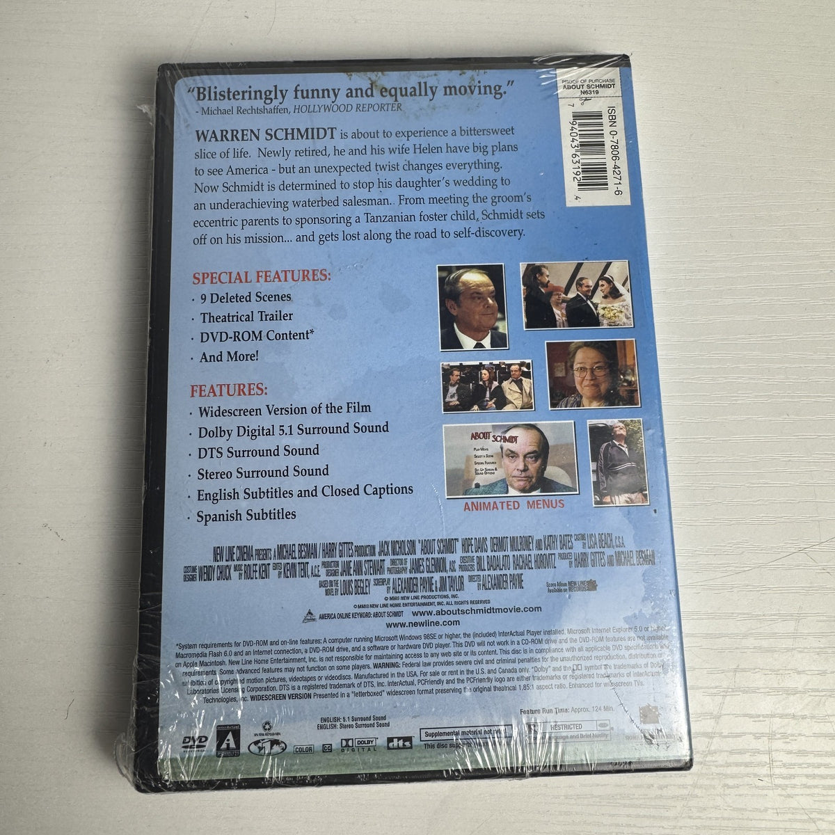 Set of four brand new factory sealed classic movie DVDs including About Schmidt and Abraham Lincoln.
