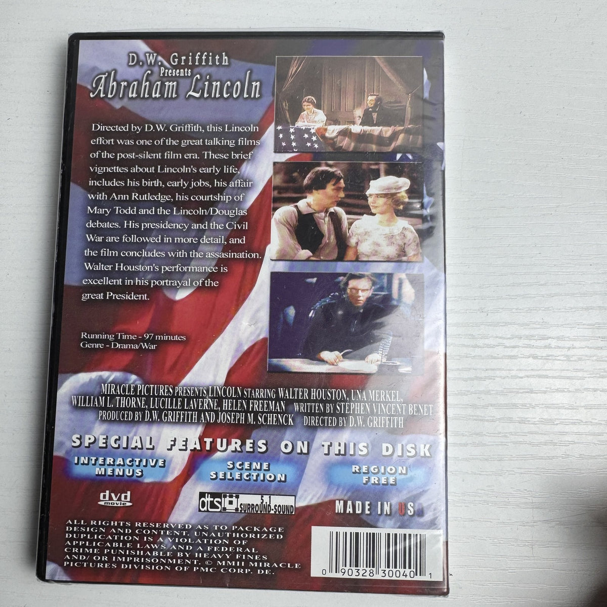 Set of four brand new factory sealed classic movie DVDs including About Schmidt and Abraham Lincoln.