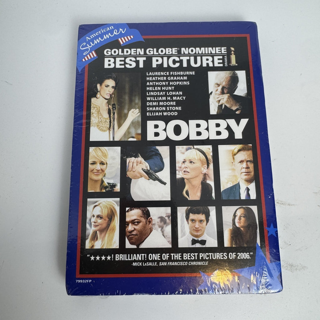 Factory-sealed lot of 4 brand new DVDs including Bobby, Brick Mansions, Bowling for Columbine, and Cirque Du Soleil.