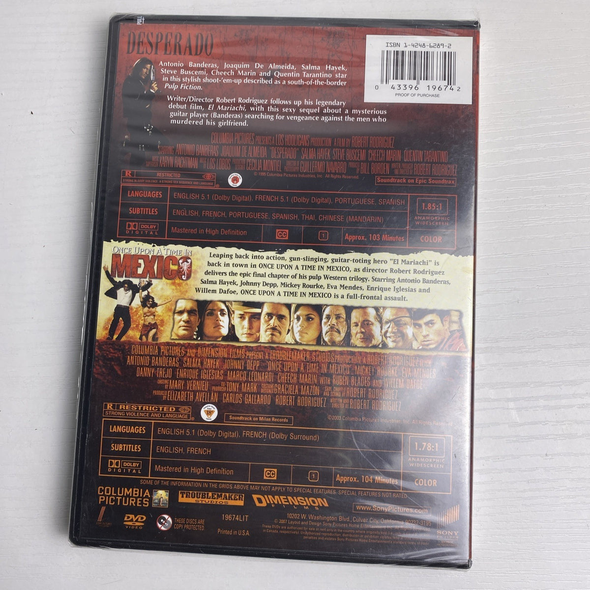 Set of 4 factory-sealed brand new DVD movies including Edward Scissorhands and Desperado Action Pack.