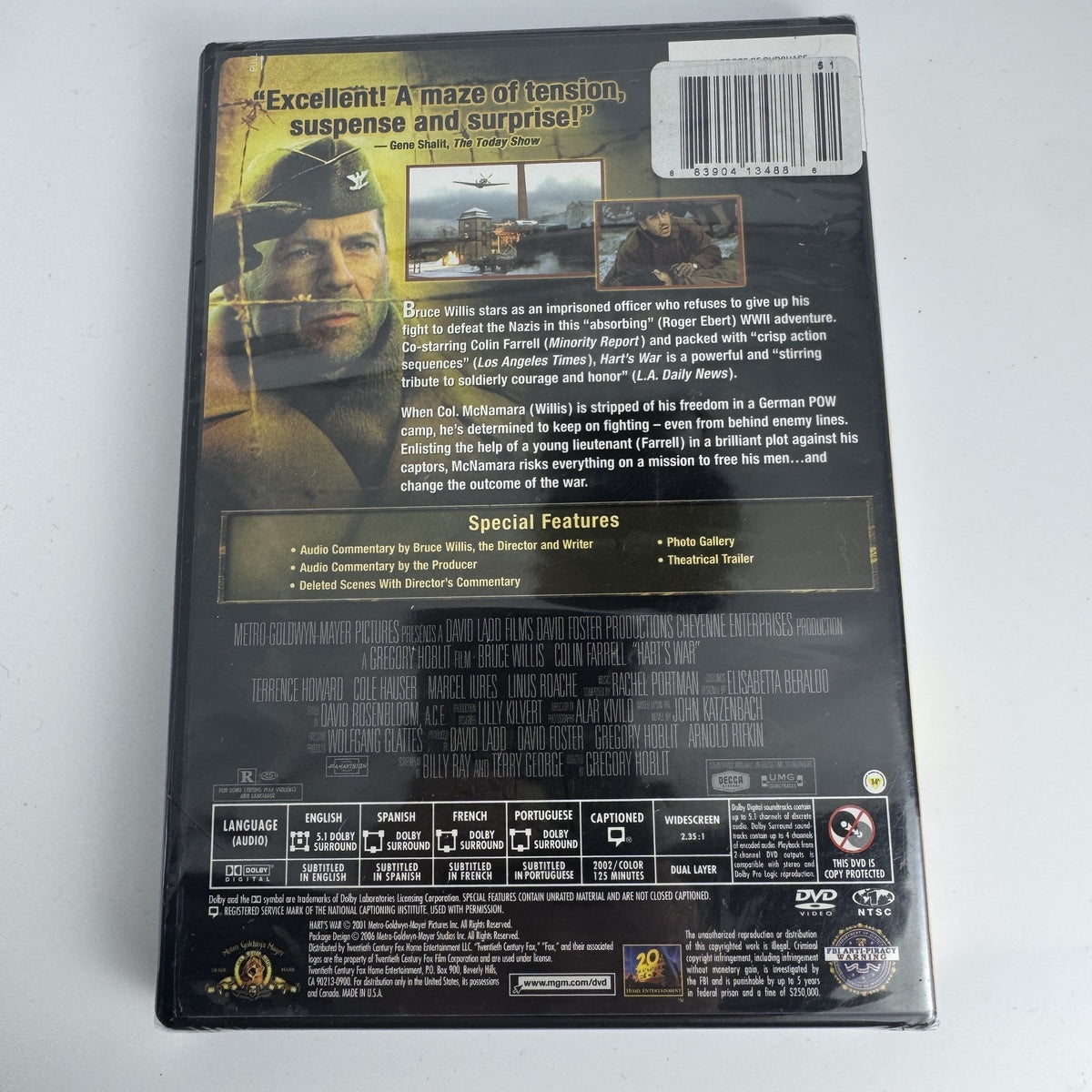 Factory-sealed 4-piece media lot containing 3 DVDs and 1 VHS tape including Hart's War and Guilty By Suspicion.
