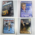 Set of 4 brand new factory sealed movie DVDs including Seabiscuit, Saint Ralph, Road, and Suze Orman.