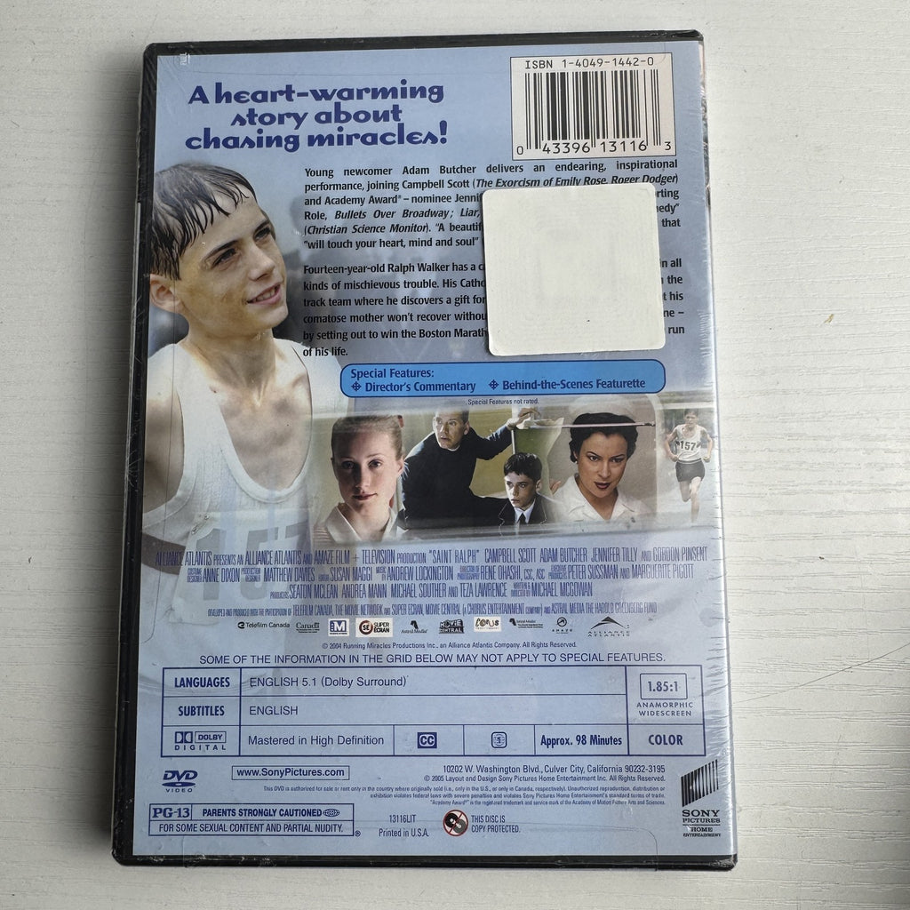 Set of 4 brand new factory sealed movie DVDs including Seabiscuit, Saint Ralph, Road, and Suze Orman.