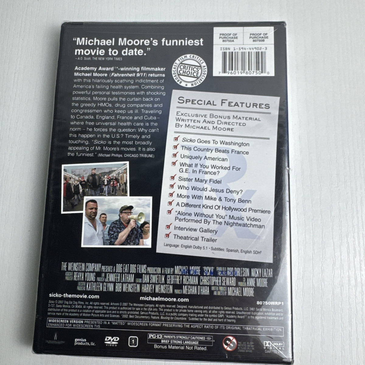 Assorted 4-DVD lot featuring Sicko, Something's Gotta Give, 6 Week Body Makeover, and The Great Deceiver, factory sealed.