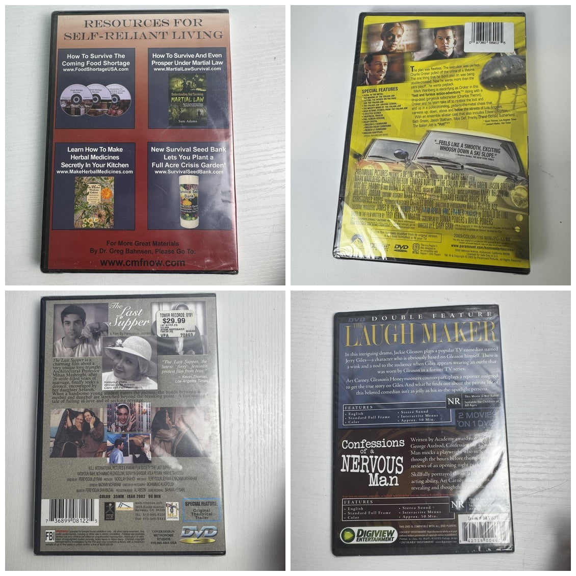 Set of 4 factory-sealed brand new movie DVDs including The Italian Job Special Collector's Edition and foreign film titles.