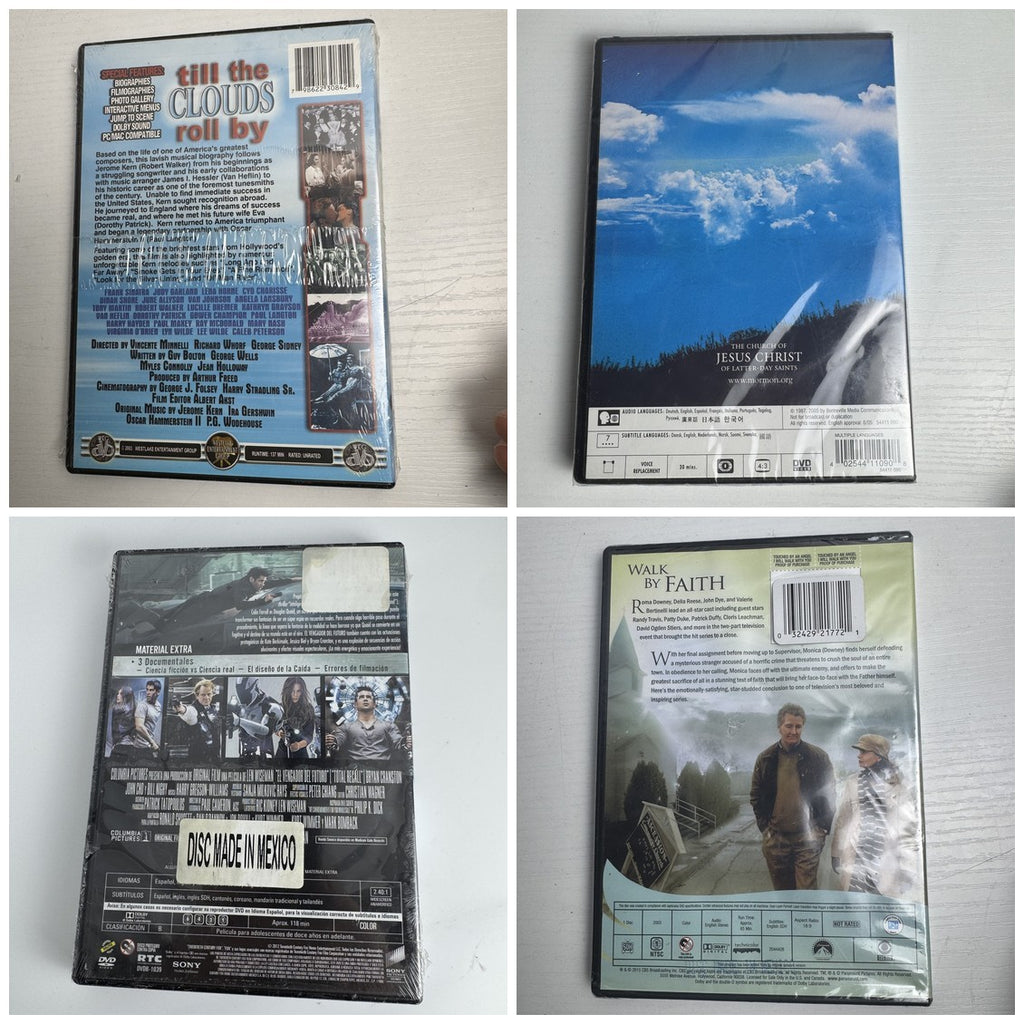 Set of 4 factory sealed brand new DVDs including Total Recall and Till the Clouds Roll By.