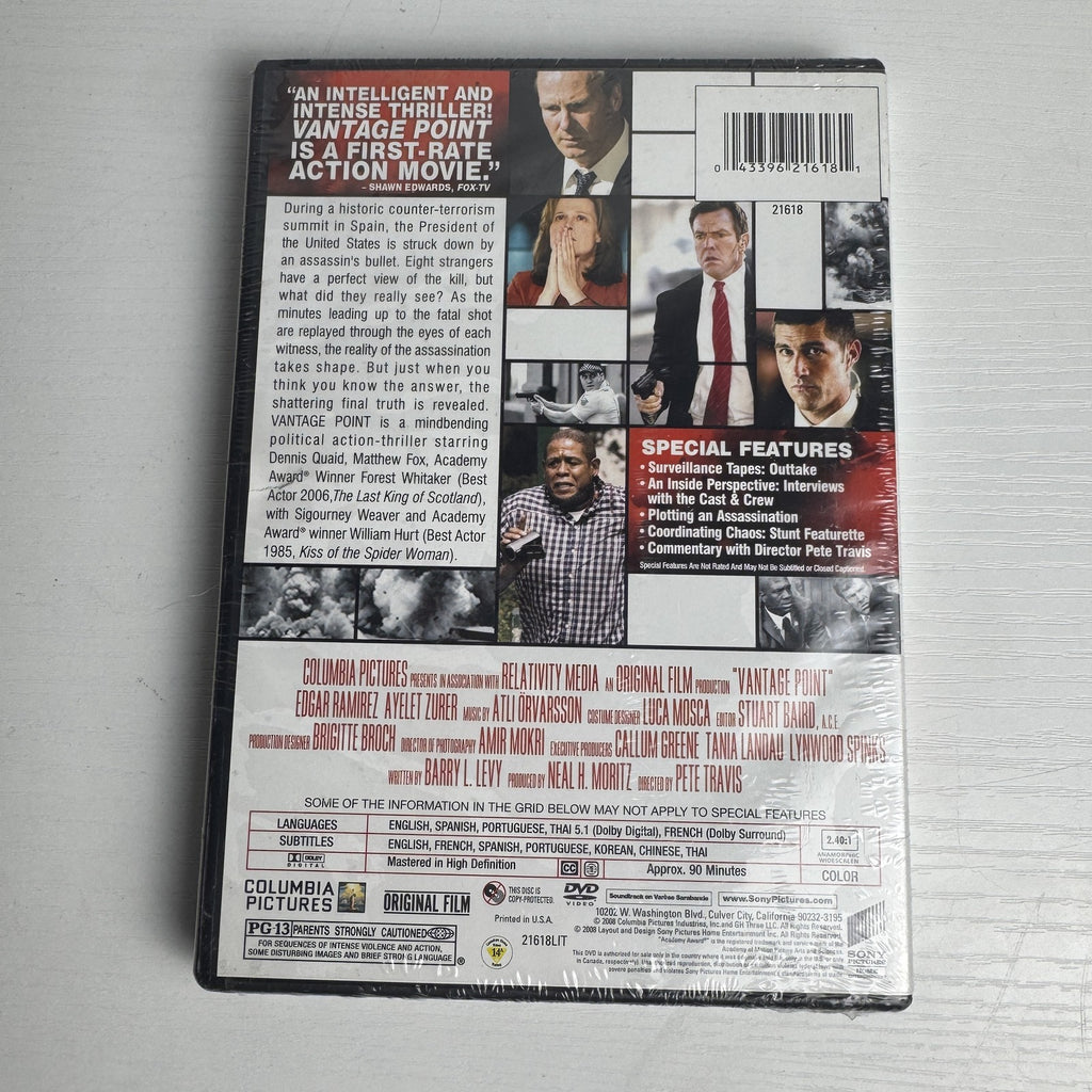 Lot of 4 brand-new factory-sealed DVDs featuring Under the Tuscan Sun, Vantage Point, and Charlie Chaplin.