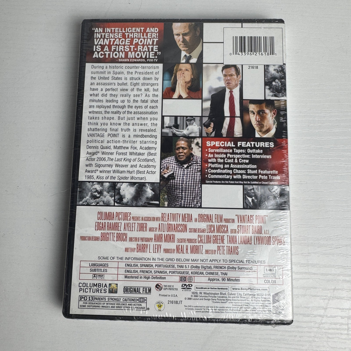 Lot of 4 brand-new factory-sealed DVDs featuring Under the Tuscan Sun, Vantage Point, and Charlie Chaplin.