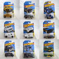 Hot Wheels HW Art Cars 9 diecast car lot including Raijin Express Humvee and 70s Van factory sealed on original cards