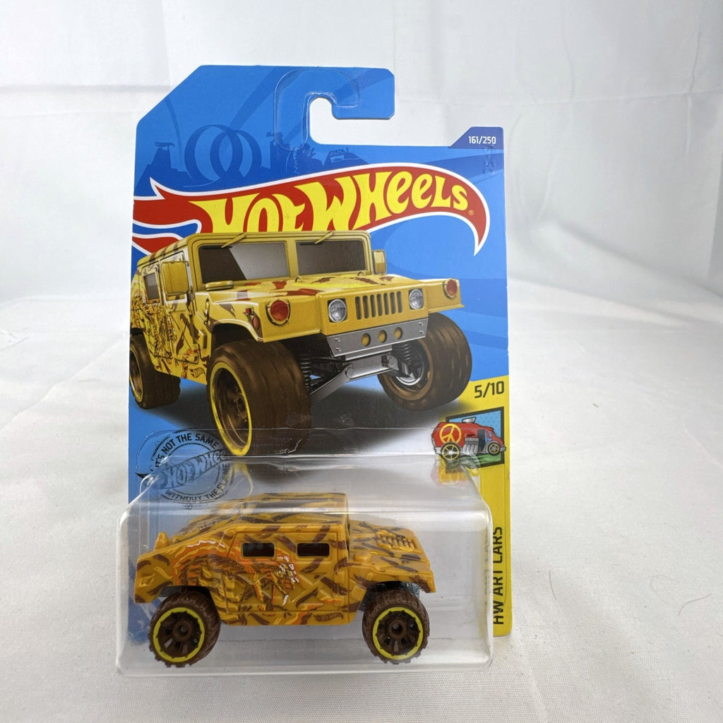Hot Wheels HW Art Cars 9 diecast car lot including Raijin Express Humvee and 70s Van factory sealed on original cards