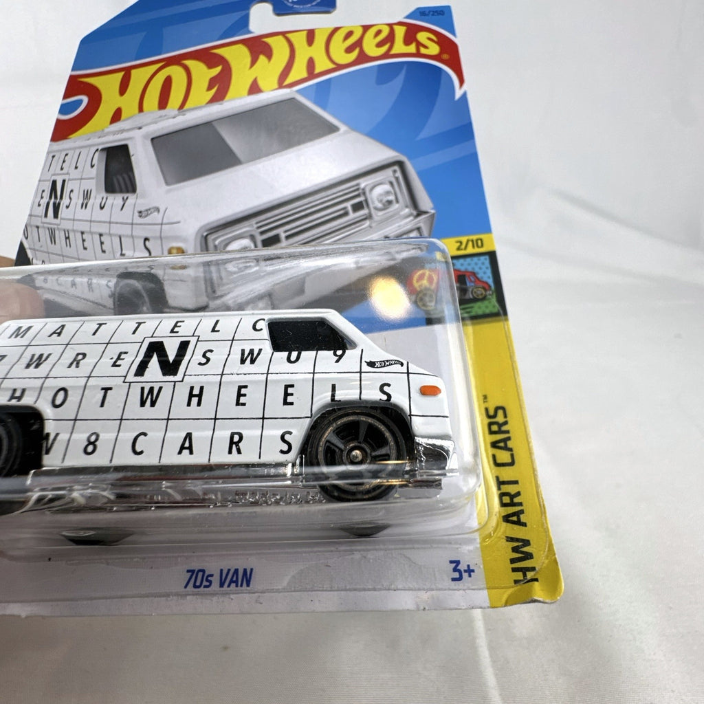 Hot Wheels HW Art Cars 9 diecast car lot including Raijin Express Humvee and 70s Van factory sealed on original cards
