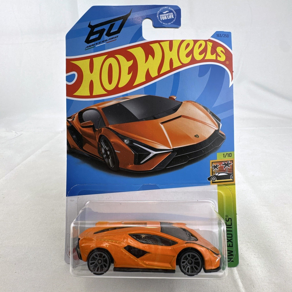 Nine factory sealed Hot Wheels HW Exotics 1:64 scale diecast cars including Porsche, Lamborghini, and Dodge Viper.