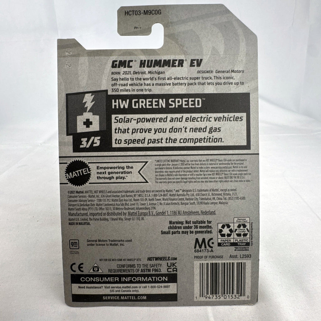 Set of 7 factory-sealed Hot Wheels HW Green Speed 1:64 diecast cars including GMC Hummer EV and Czinger 21C