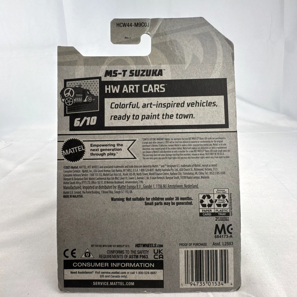 Hot Wheels 1:64 scale HW Art Cars 6-car diecast lot including DeLorean and Dodge Charger in original blister packs