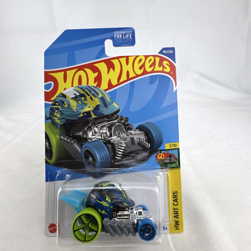 Hot Wheels 1:64 scale HW Art Cars 6-car diecast lot including DeLorean and Dodge Charger in original blister packs