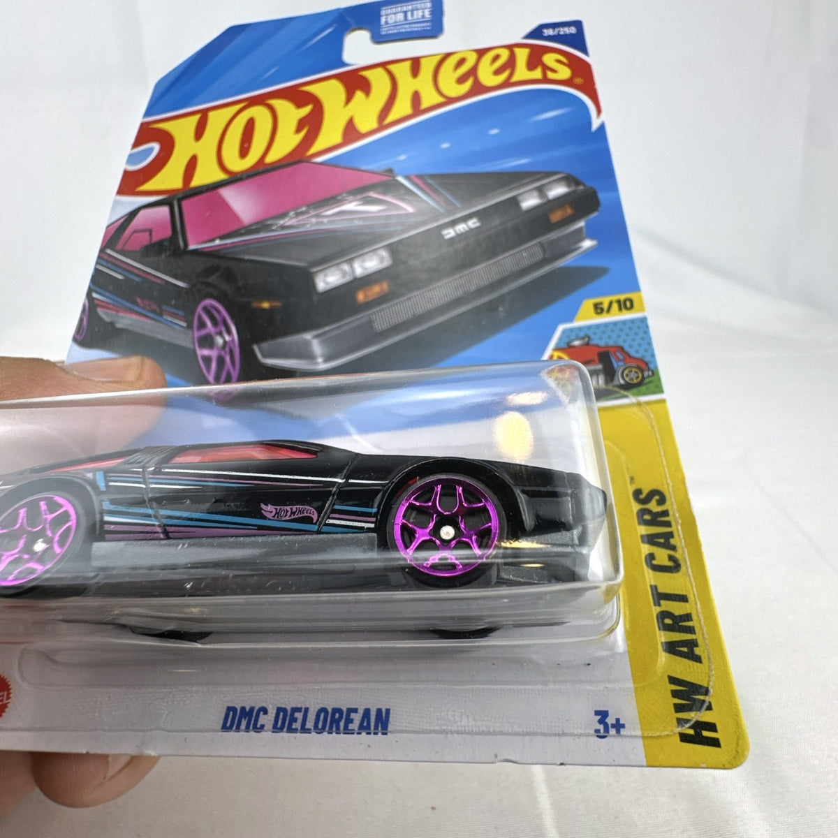 Hot Wheels 1:64 scale HW Art Cars 6-car diecast lot including DeLorean and Dodge Charger in original blister packs