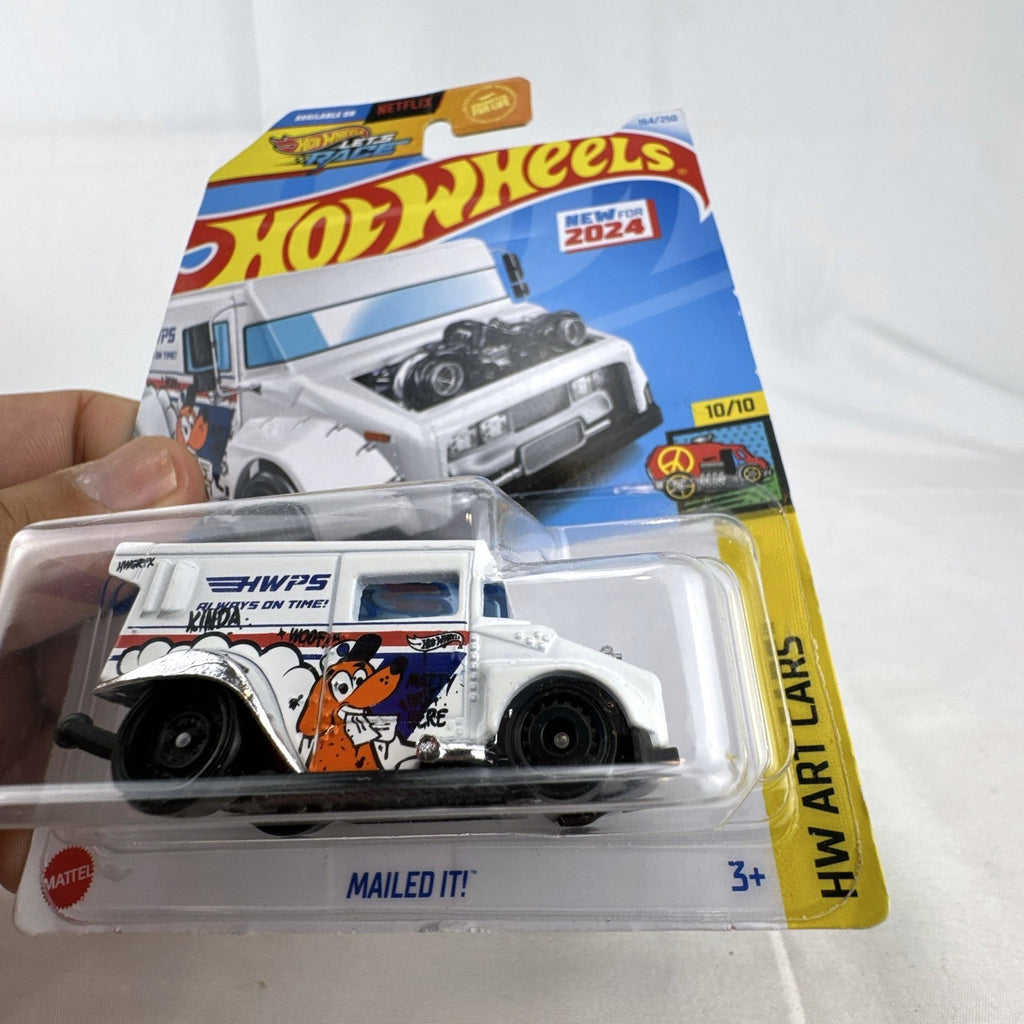Hot Wheels 1:64 scale HW Art Cars 6-car diecast lot including DeLorean and Dodge Charger in original blister packs