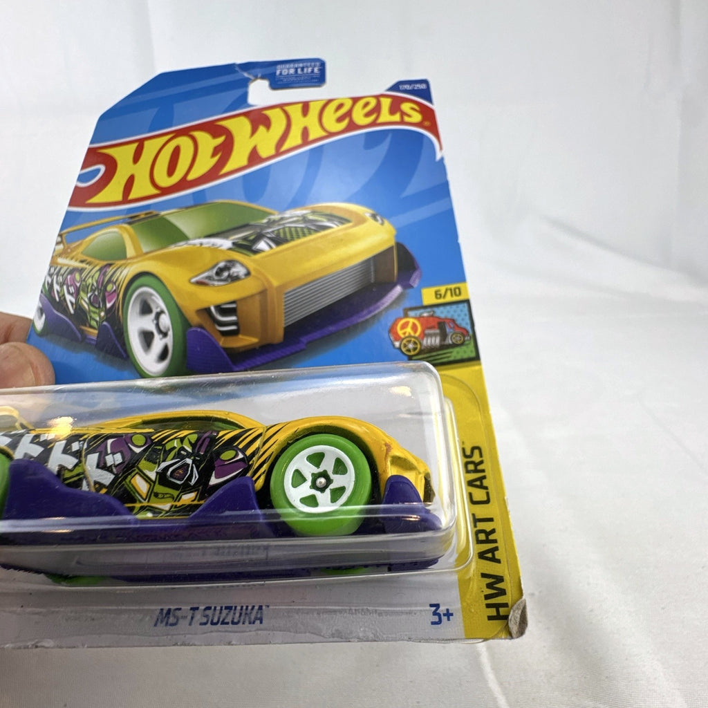 Hot Wheels 1:64 scale HW Art Cars 6-car diecast lot including DeLorean and Dodge Charger in original blister packs
