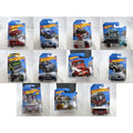 Hot Wheels HW Metro 11-car diecast set featuring 1:64 scale commercial and utility vehicles sealed on original cards.