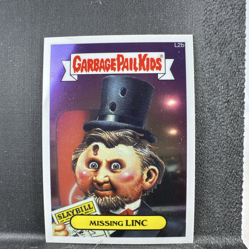 2013 Topps Garbage Pail Kids Chrome Lost GPK Missing Linc L2b glossy insert sticker card front and back.