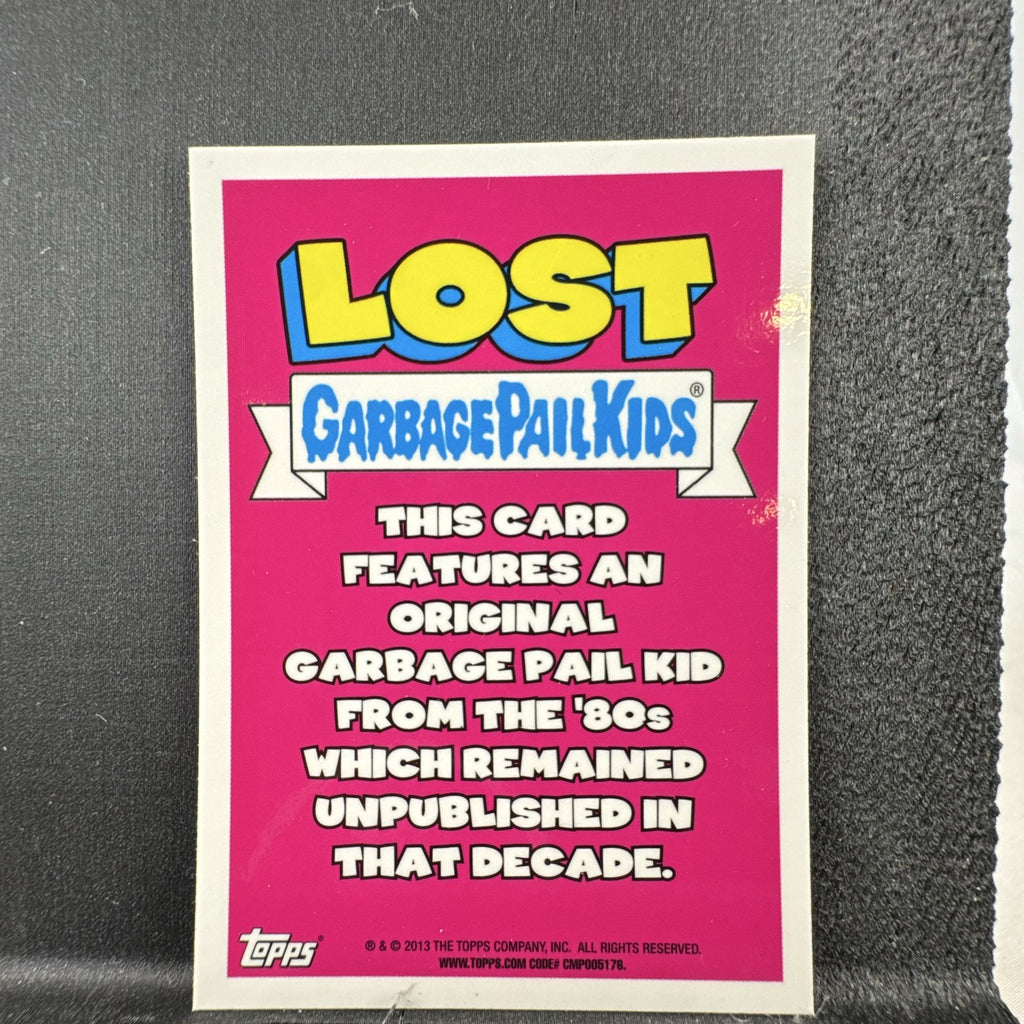 2013 Topps Garbage Pail Kids Chrome Lost GPK Missing Linc L2b glossy insert sticker card front and back.