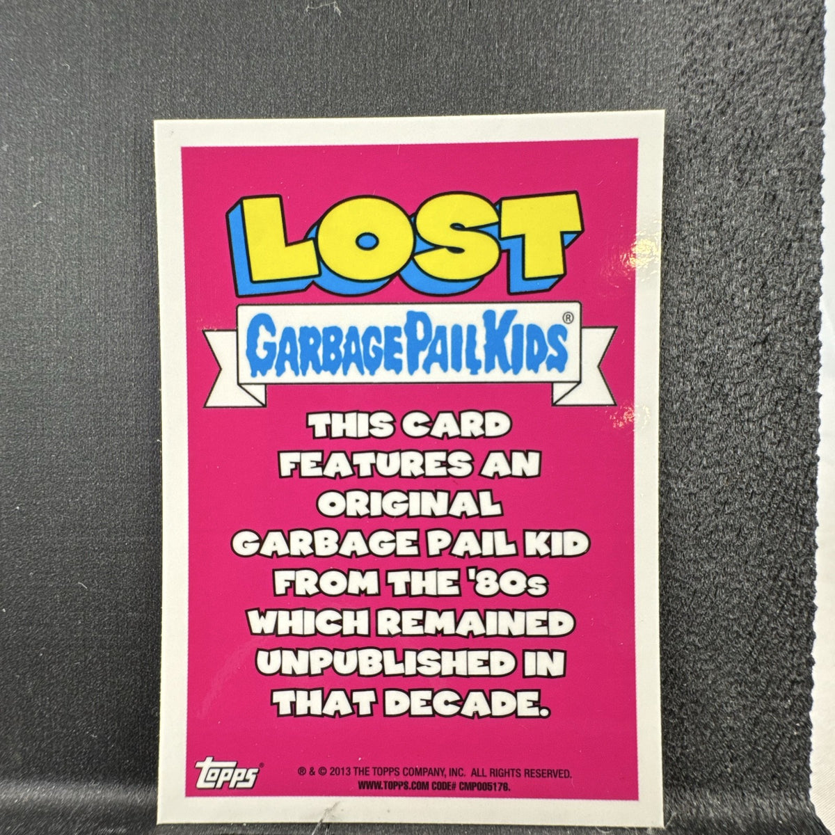 2013 Topps Garbage Pail Kids Chrome Lost GPK Missing Linc L2b glossy insert sticker card front and back.