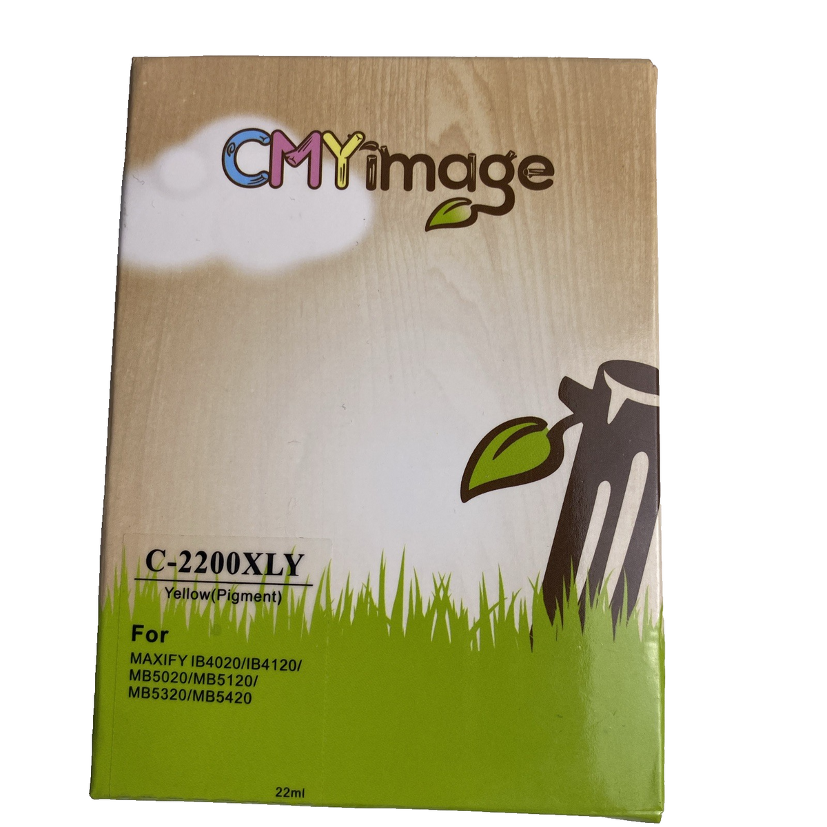 CMYimage yellow pigment ink cartridge XL 22ml in open box for Canon MAXIFY printers