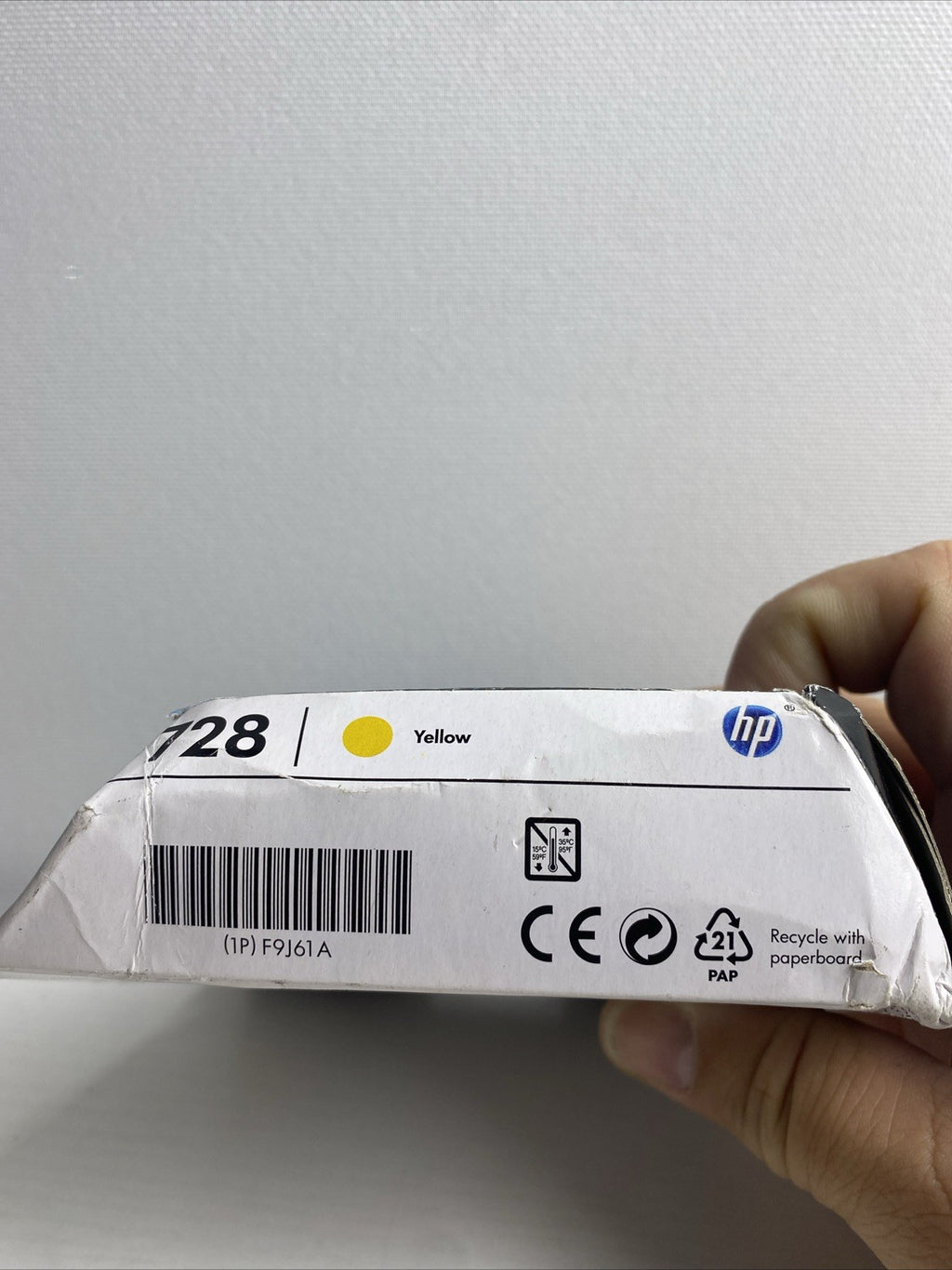 Boxed HP 728 yellow 40ml ink cartridge for DesignJet T730 and T830 plotters