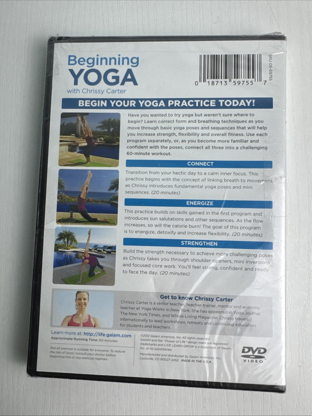 Gaiam Beginning Yoga with Chrissy Carter DVD in brand new factory sealed packaging