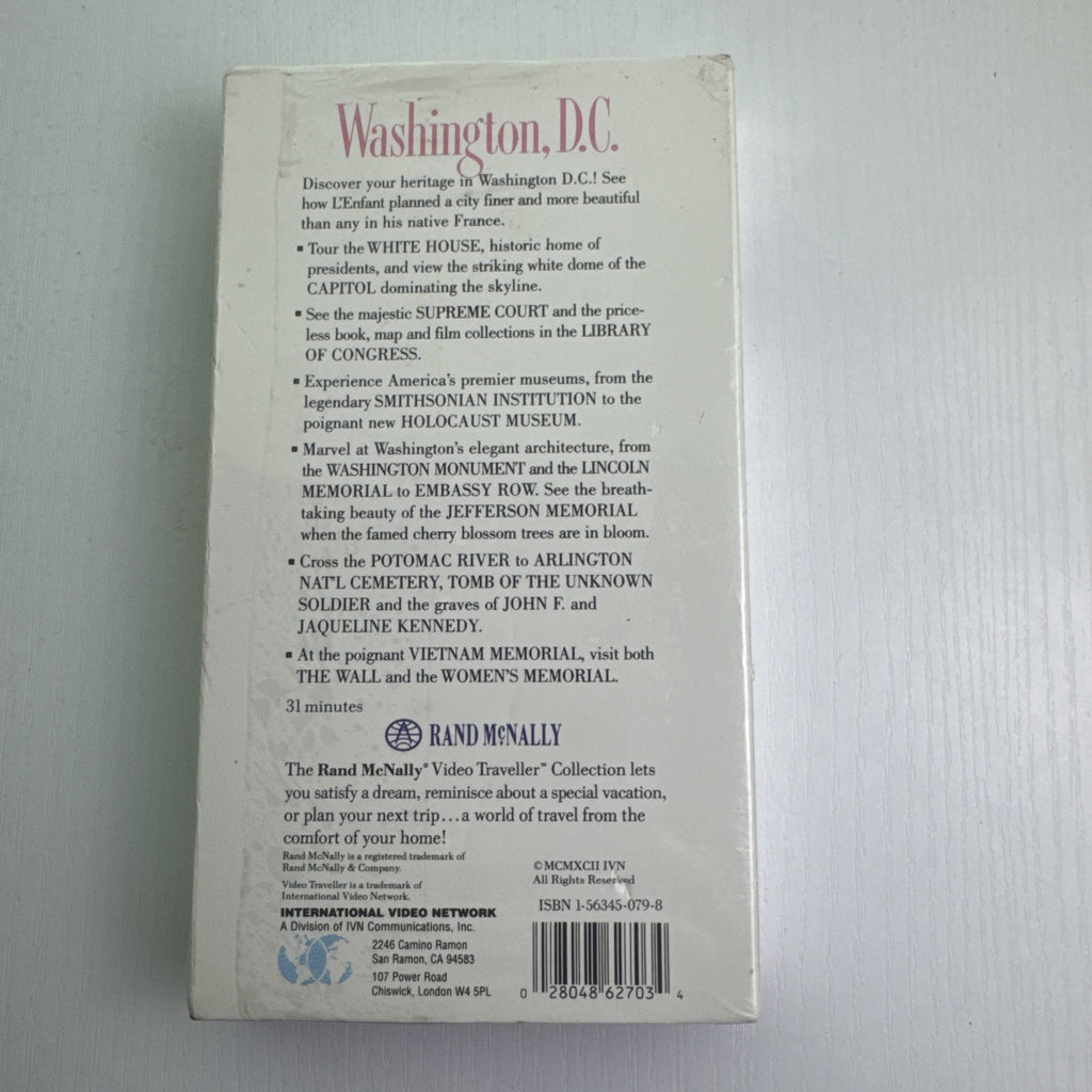 Rand McNally Washington DC Video Traveller Collection 1992 VHS tape factory sealed in shrink wrap