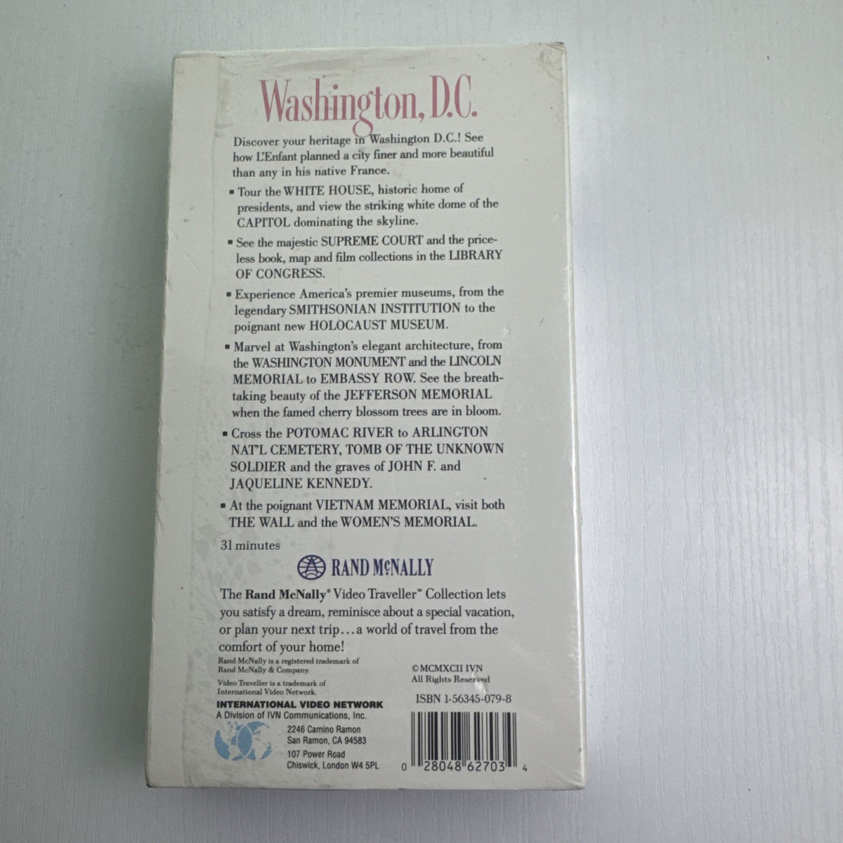 Rand McNally Washington DC Video Traveller Collection 1992 VHS tape factory sealed in shrink wrap