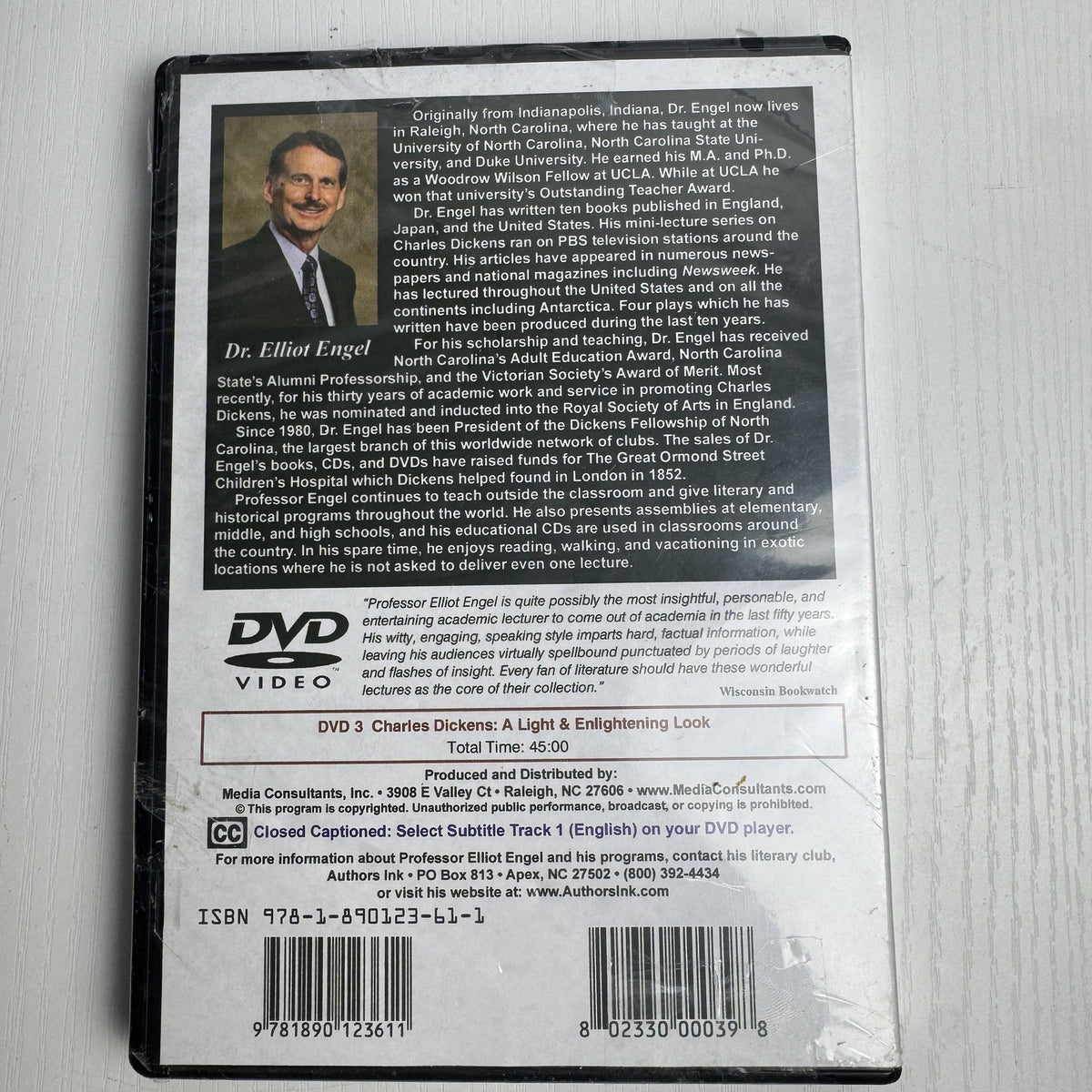 Charles Dickens The Writing Wonders Series DVD featuring Professor Elliot Engel in factory sealed packaging