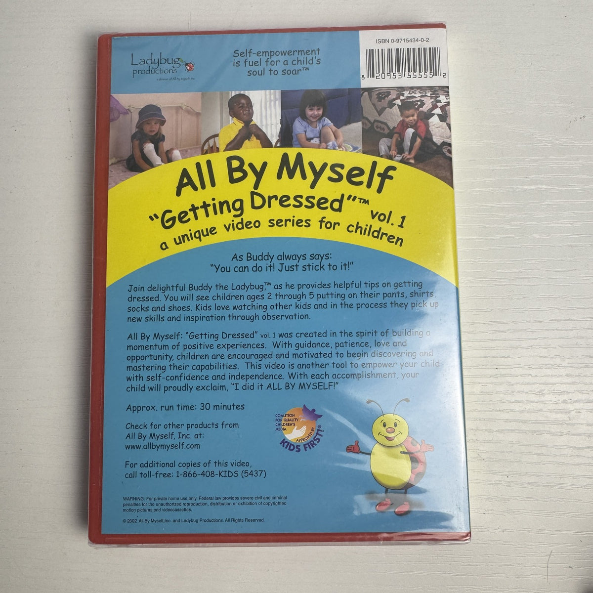 Brand new factory sealed All By Myself Getting Dressed Volume 1 toddler educational DVD in original red case.