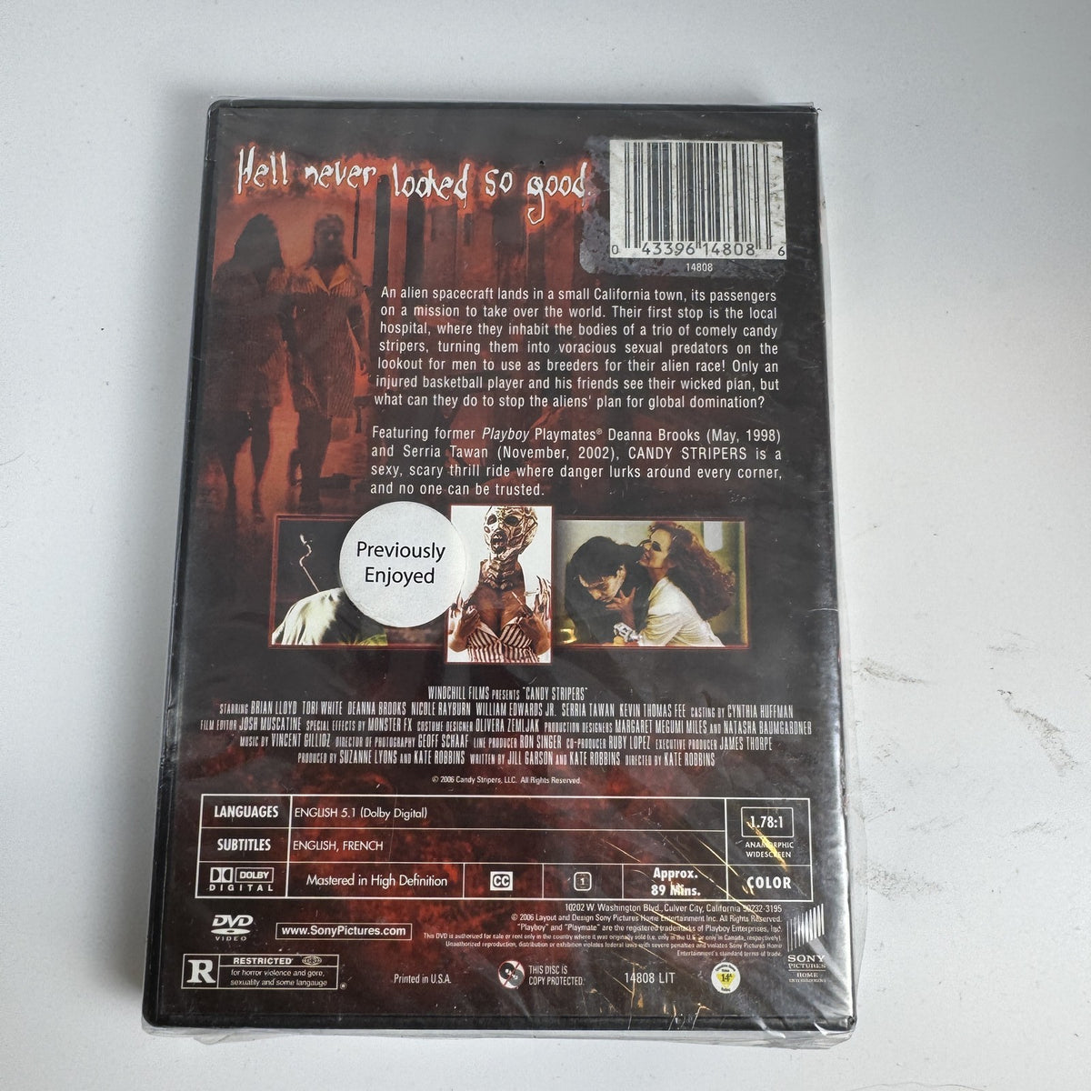 Factory sealed DVD case for the 2006 horror comedy film Candy Stripers