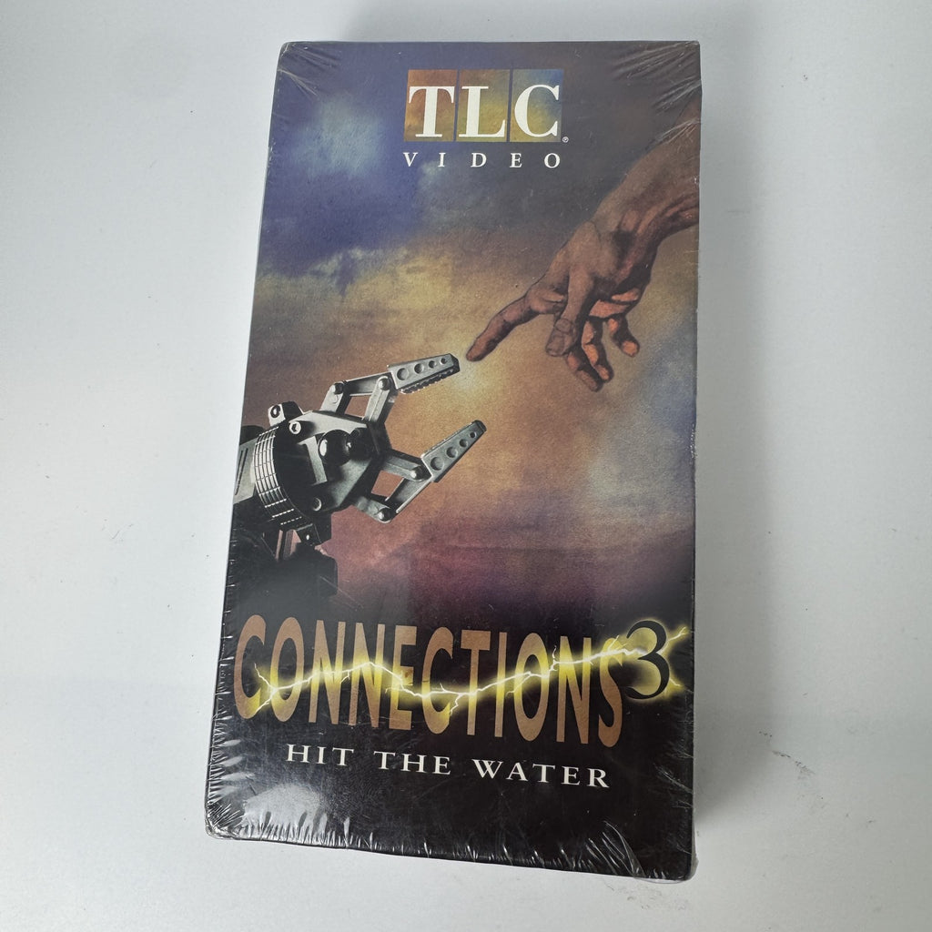 Factory sealed 1997 VHS tape of Connections 3 Hit The Water documentary series by TLC Video featuring James Burke.