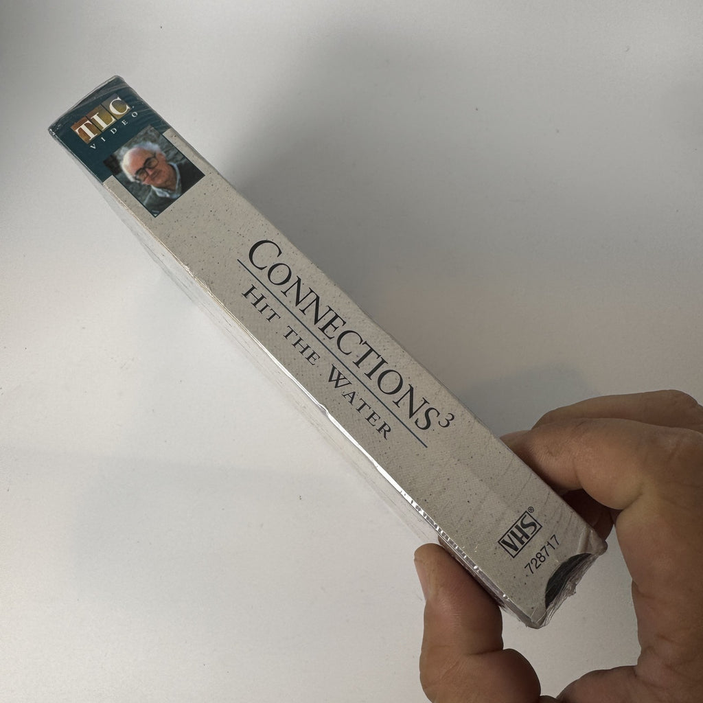Factory sealed 1997 VHS tape of Connections 3 Hit The Water documentary series by TLC Video featuring James Burke.