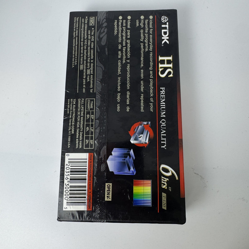 Brand new factory sealed TDK Premium Quality HS T-120 blank VHS tape vintage 1995 made in Japan