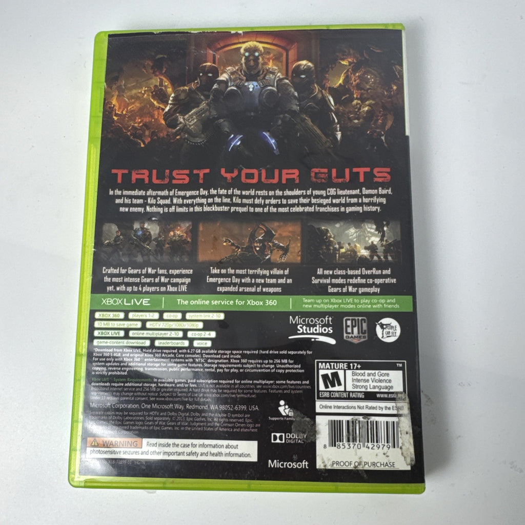 Gears of War video game case and disc for Microsoft Xbox 360 complete with manual in good condition.