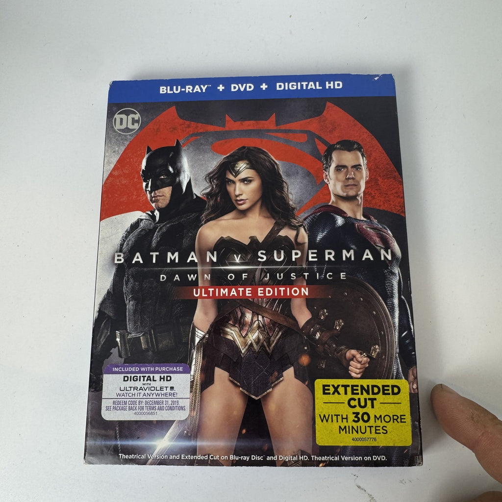Batman v Superman Dawn of Justice Ultimate Edition Extended Cut Blu-ray and DVD media set cover
