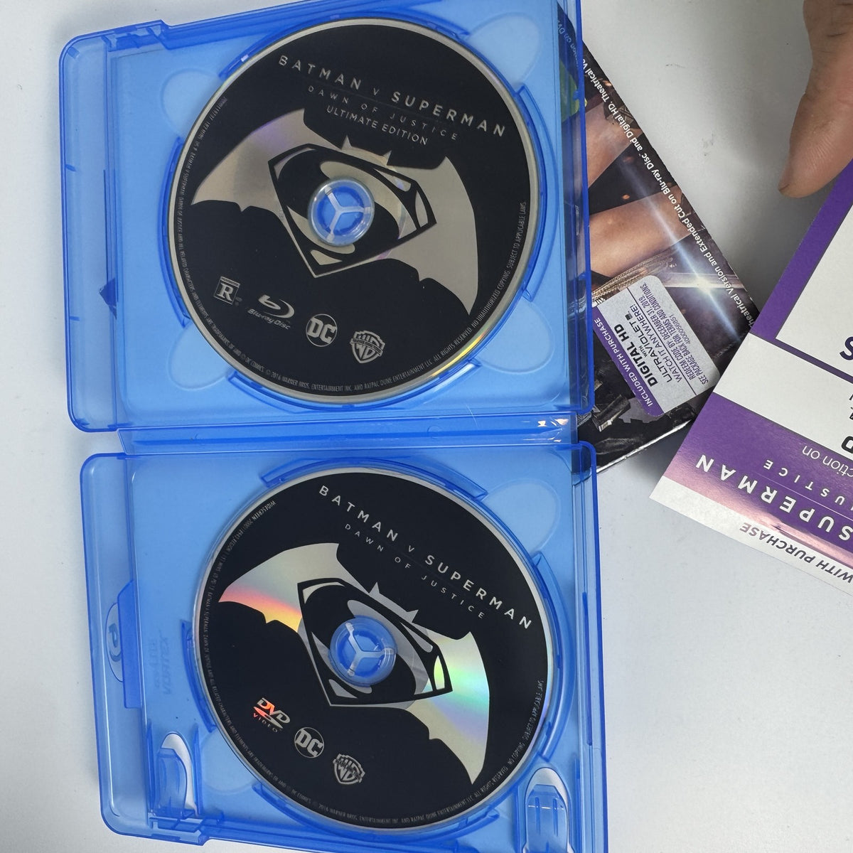 Batman v Superman Dawn of Justice Ultimate Edition Extended Cut Blu-ray and DVD media set cover