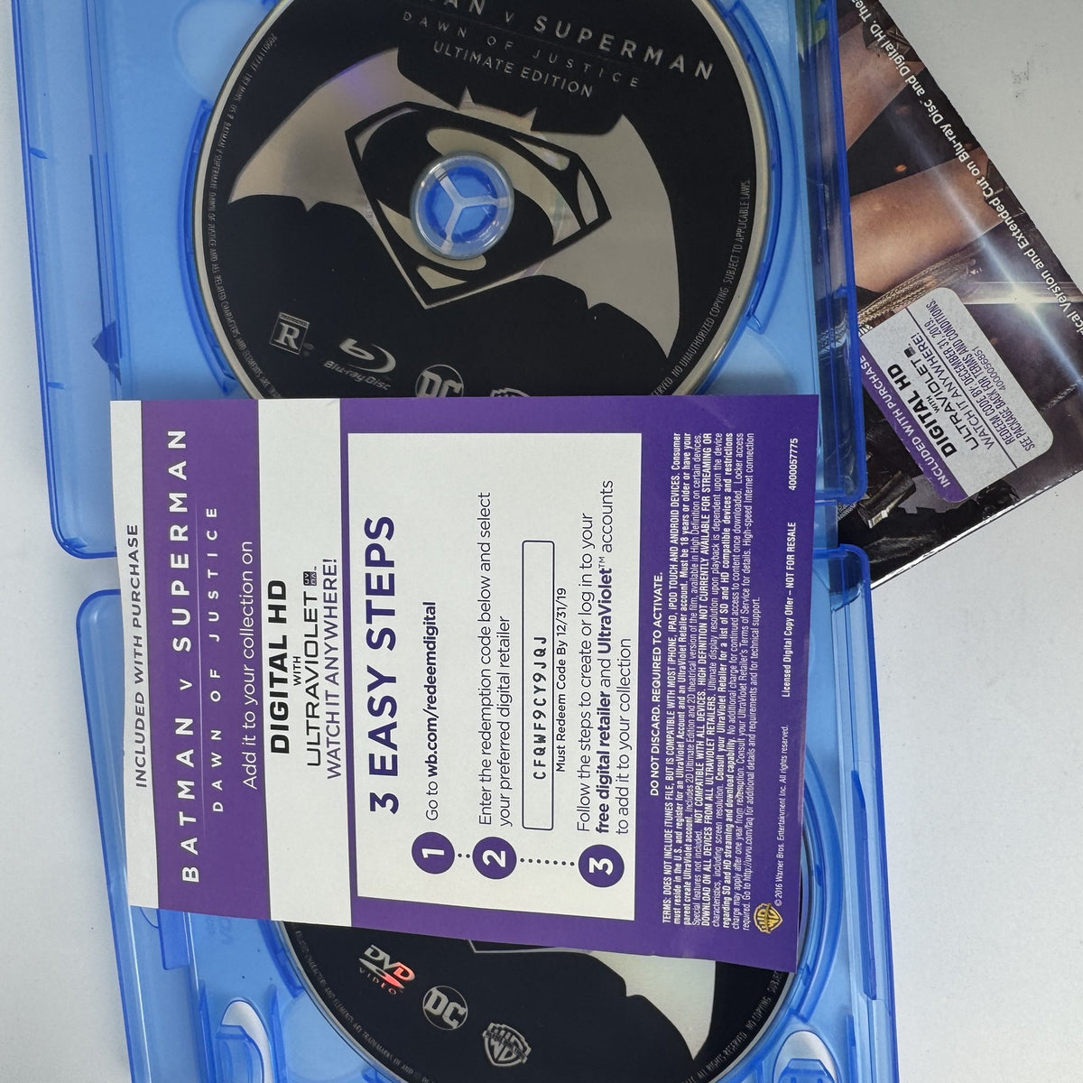Batman v Superman Dawn of Justice Ultimate Edition Extended Cut Blu-ray and DVD media set cover