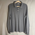 Lands' End men's traditional fit long sleeve cotton blend polo shirt in heather gray, size XL.