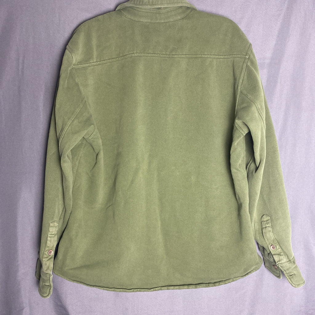 Timberland Pro men's button-front fleece shirt jacket in olive green, size large