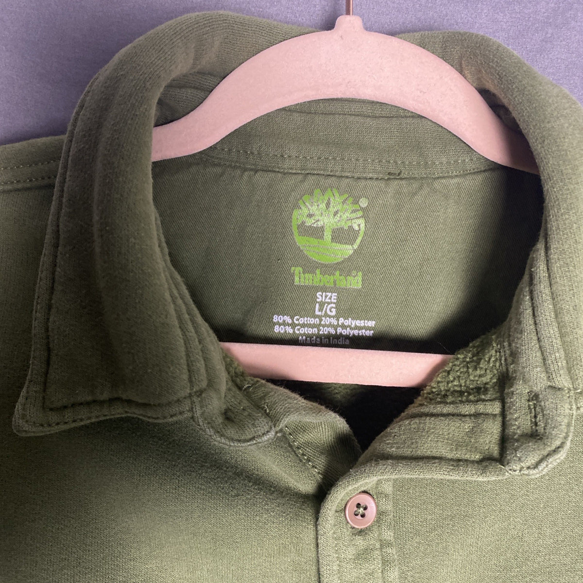 Timberland Pro men's button-front fleece shirt jacket in olive green, size large