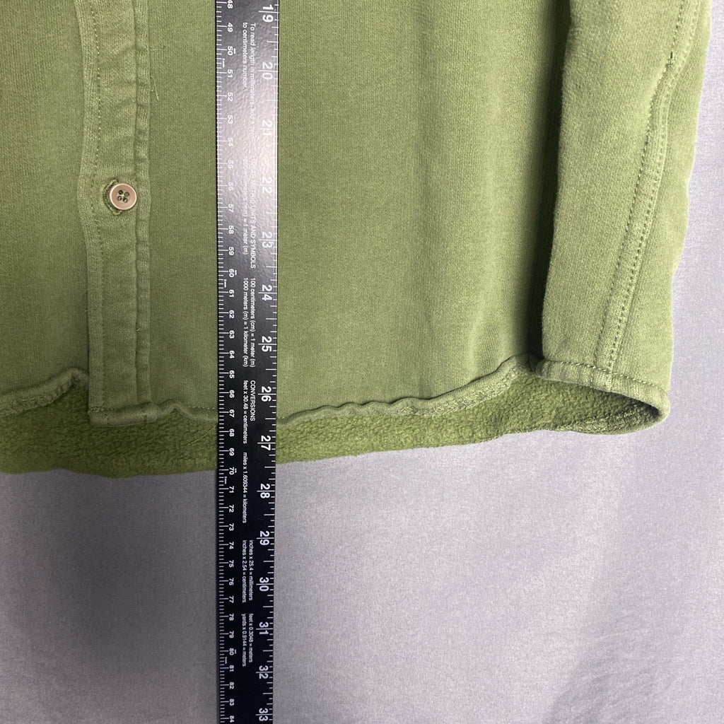 Timberland Pro men's button-front fleece shirt jacket in olive green, size large