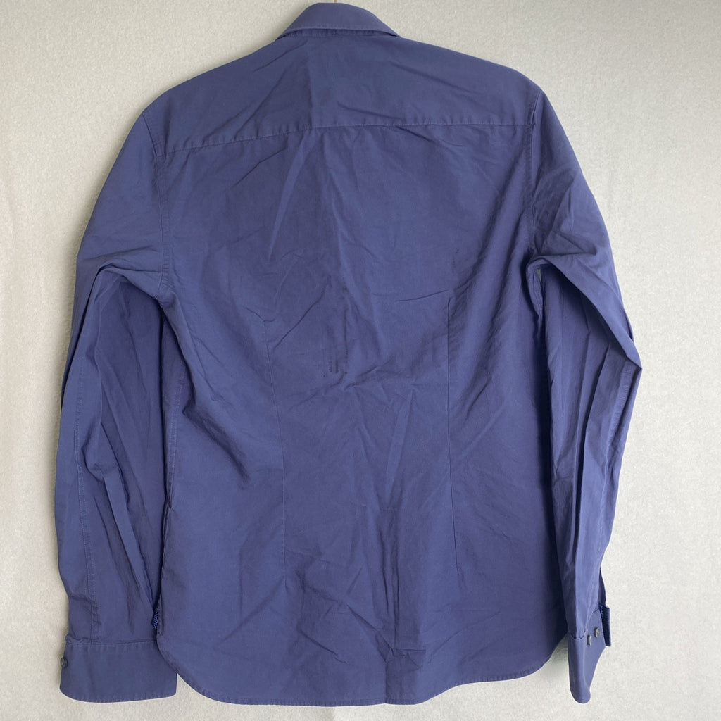 Ted Baker dark blue slim fit cotton dress shirt in size 15 with button-down collar