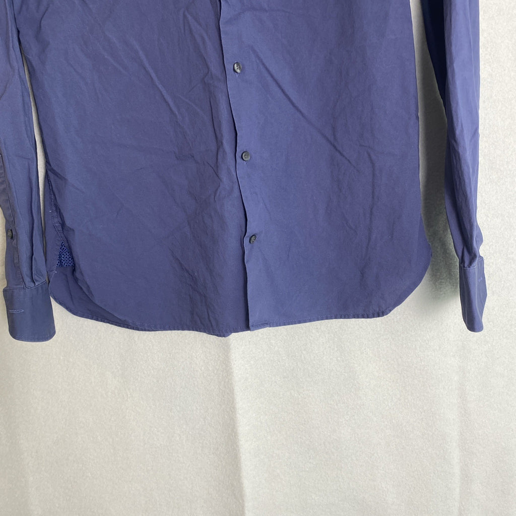 Ted Baker dark blue slim fit cotton dress shirt in size 15 with button-down collar