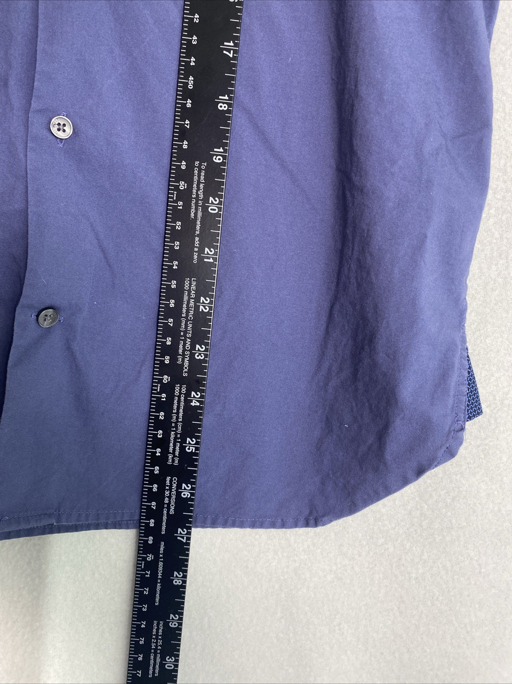 Ted Baker dark blue slim fit cotton dress shirt in size 15 with button-down collar